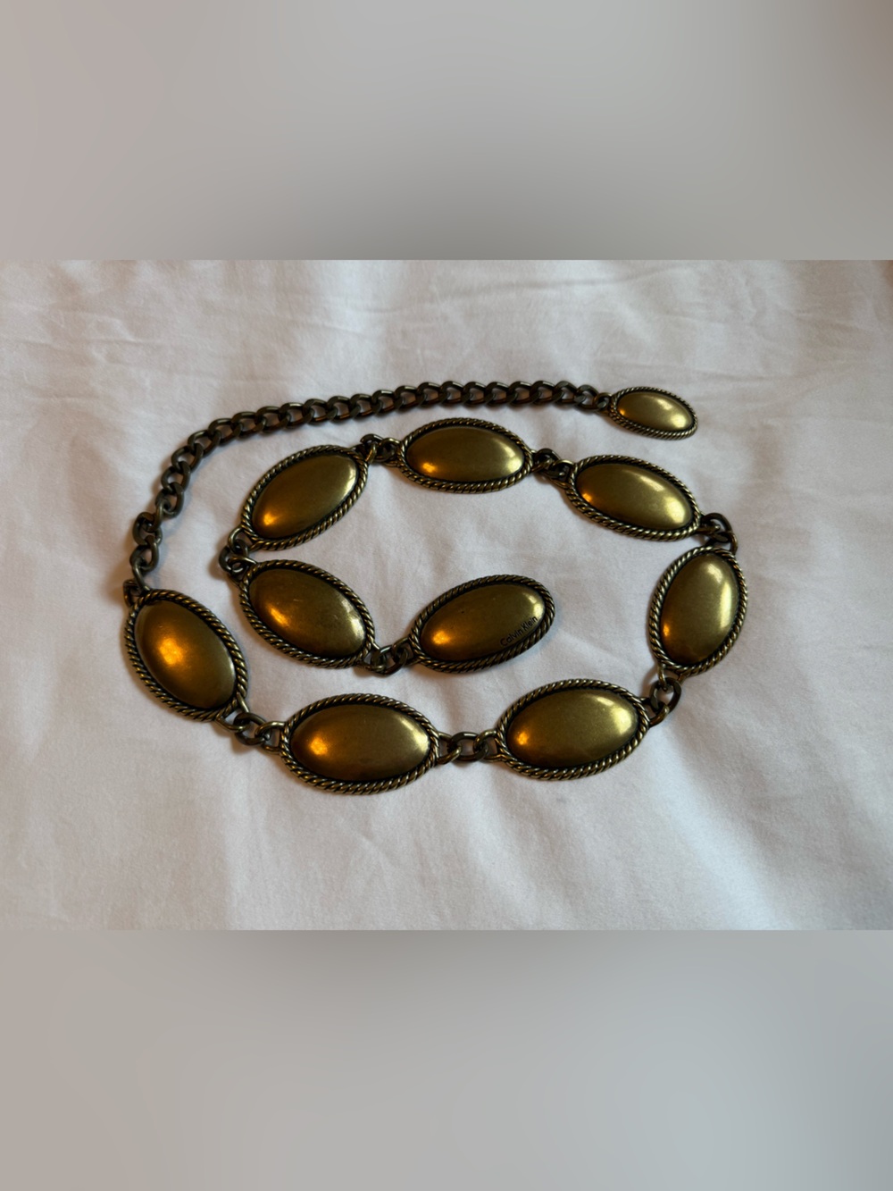 Vintage Calvin Klein Brass Concho Belt with oval medallions